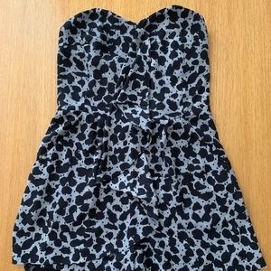 Black and White Print Shorts Romper